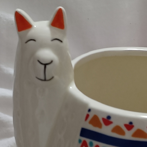 Large Whimsical Llama Ceramic Mug / Planter - Picture 3 of 12